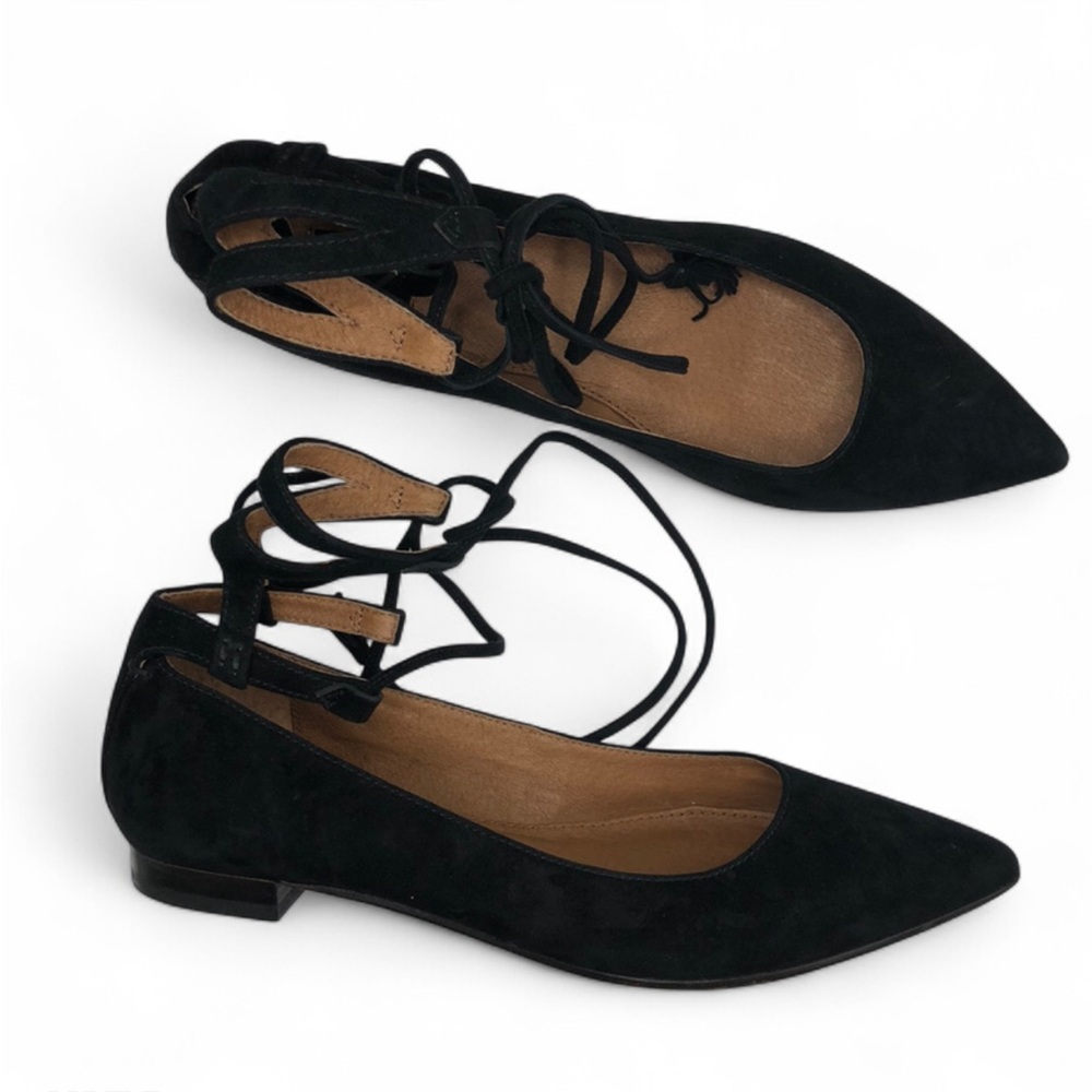 FRYE Women's Lace-Up Ballet Suede Flats